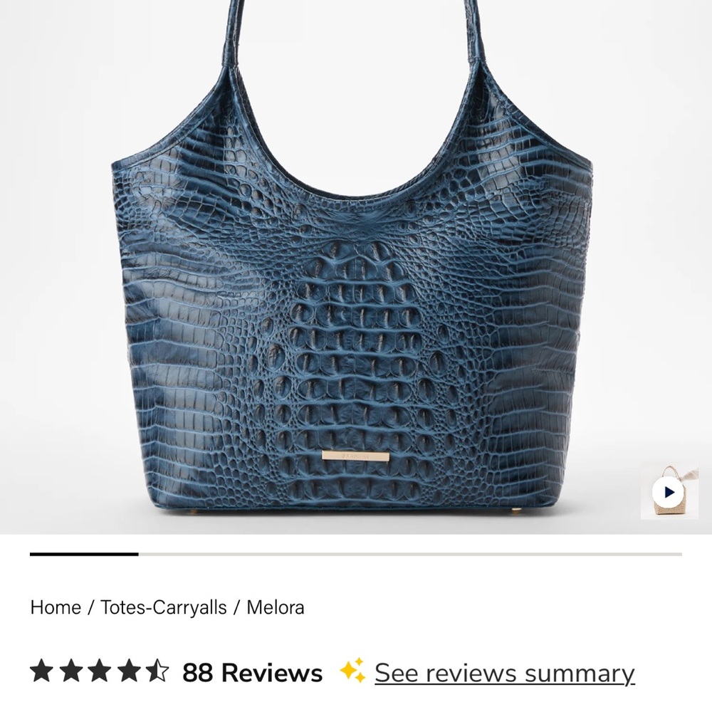 Brahmin Navy Crocodile-Embossed Tote